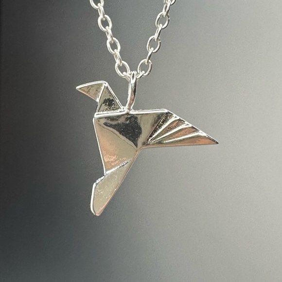 Sterling Silver Origami Bird Necklace - Picture 10 of 10
